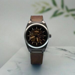 Fossil Everett Brown Skeleton Dial