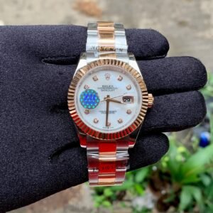 Oyster Perpetual DateJust Fluted Rose Gold Bezel White Dial